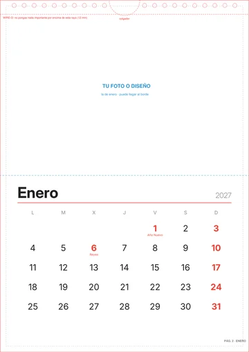 Diseño moderno: enero de 2027 en la plantilla