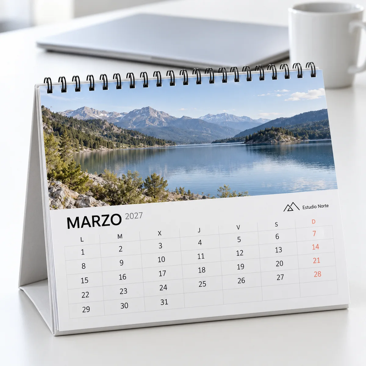Presentación de Calendario de mesa con wire-o