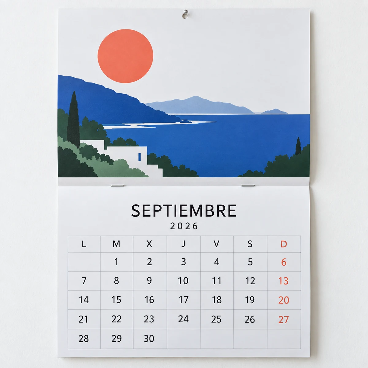 Presentación de Calendario de pared grapado