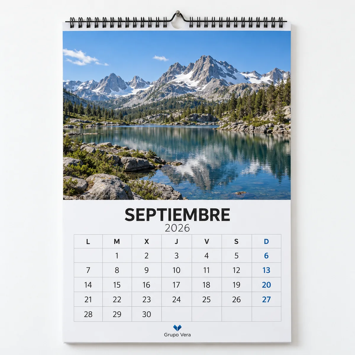 Presentación de Calendario de pared con wire-o
