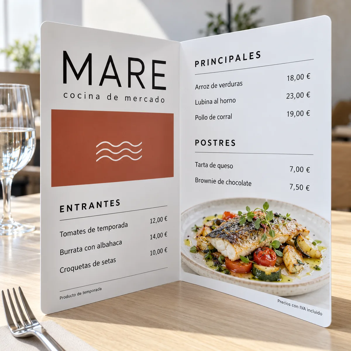 Presentación de Cartas de restaurante